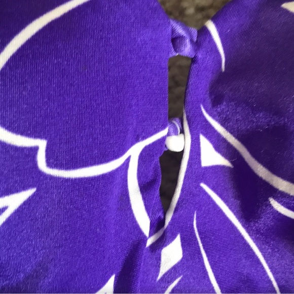 Vintage 70s Roxanne Pinup Purple Floral Romper One Piece Swimsuit - Picture 5 of 10